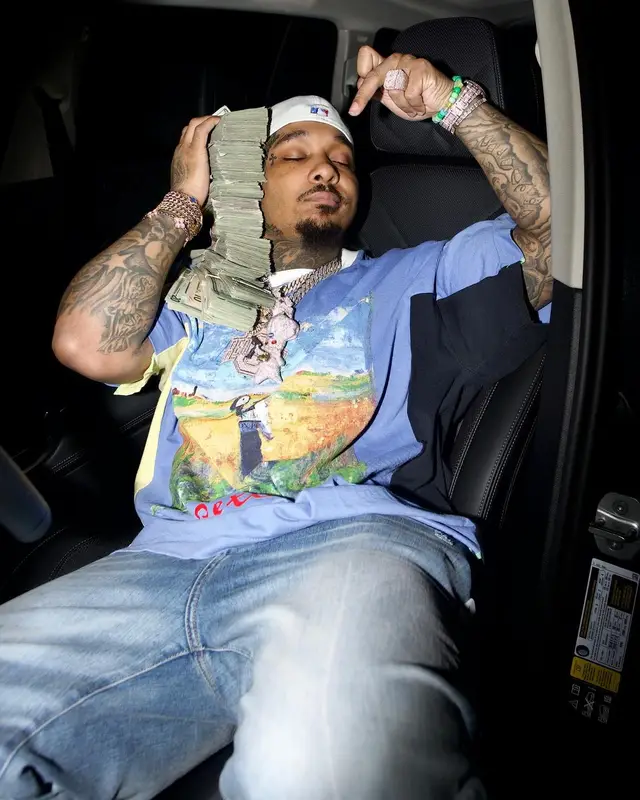 Doe Boy outfit in Amiri, Gucci, and Louis Vuitton, 2024