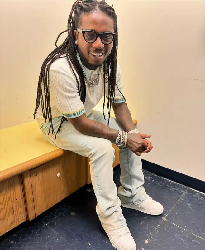 Jacquees outfit in Casablanca, Louis Vuitton, and Ray-Ban, 2024