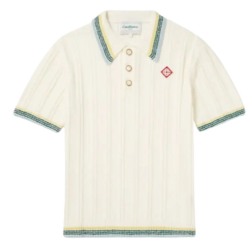 Casablanca Striped Cotton Blend Boucle Polo Shirt $465