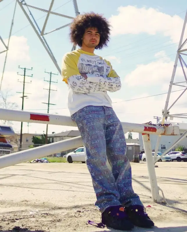 24kGoldn outfit in Lanvin and Future Merch, 2024