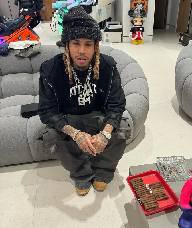 Lil Gnar outfit in Balenciaga, Rick Owens, and Timberland, 2024