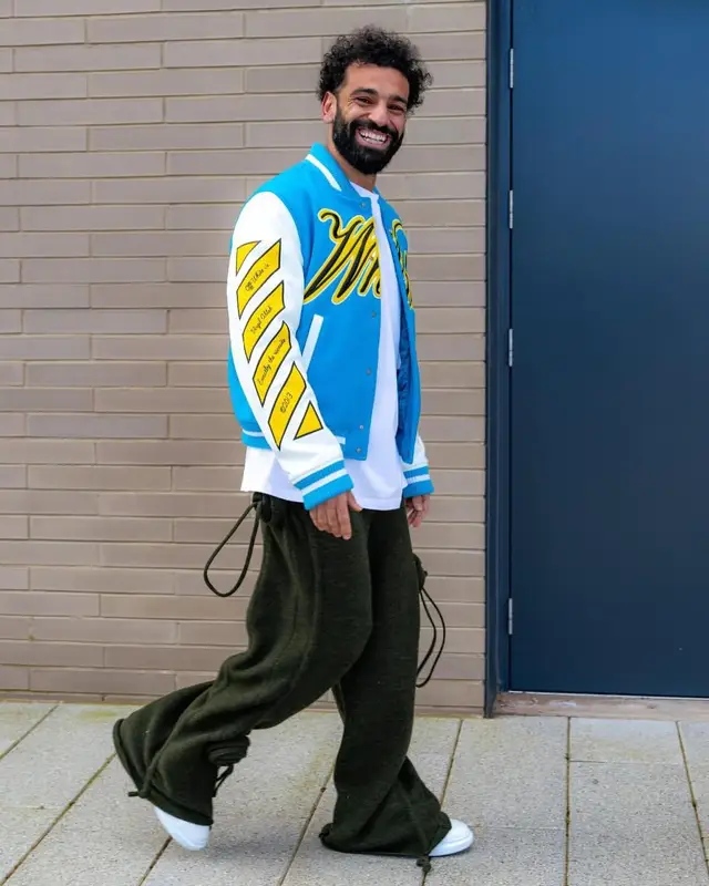 Mohamed Salah outfit in Off-White, Burberry, and Alexander McQueen, 2024
