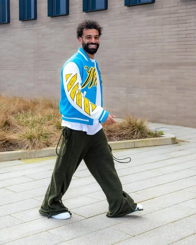 Mohamed Salah outfit in Off-White, Burberry, and Alexander McQueen, 2024