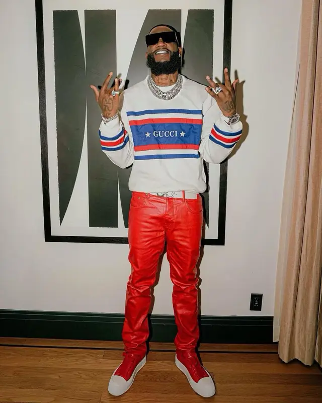 Gucci Mane outfit in Gucci, Ferragamo, and Rick Owens, 2024