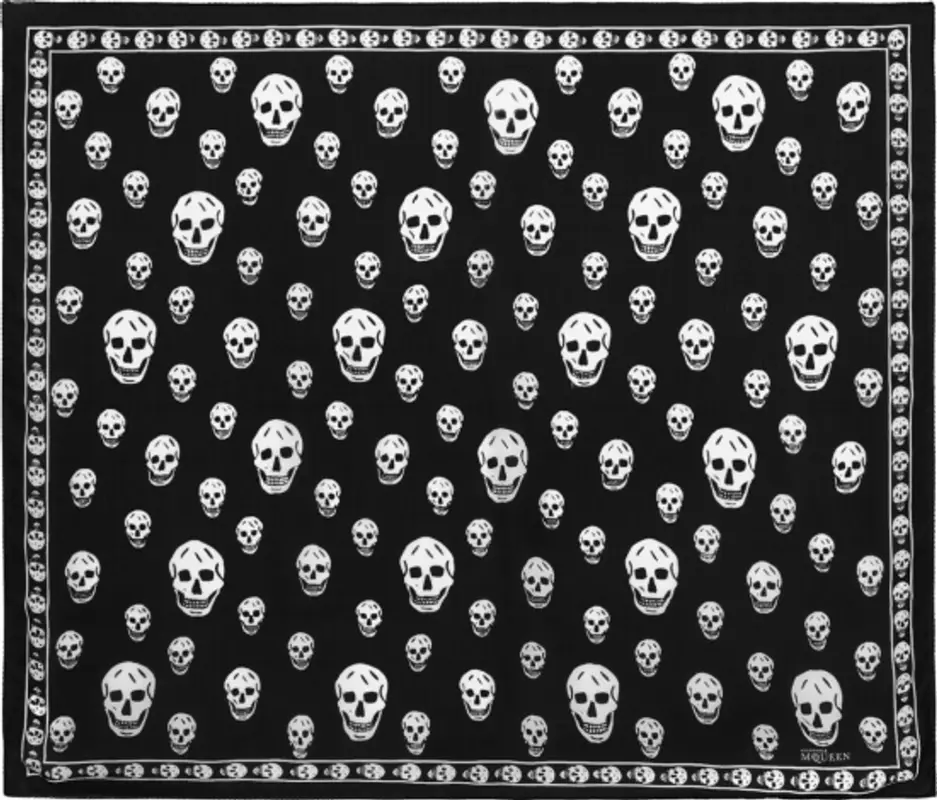 Alexander McQueen Black & White Big Skull Scarf $330
