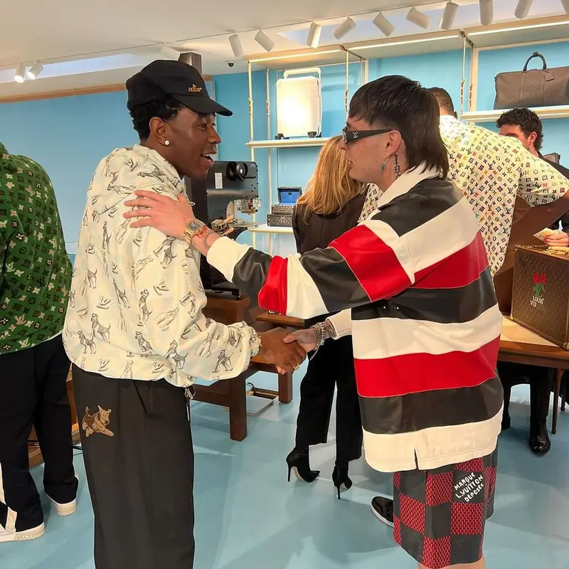 Peso Pluma outfit in Louis Vuitton, 2024