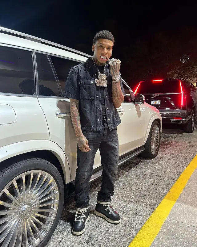 NLE Choppa outfit in Amiri, 2024