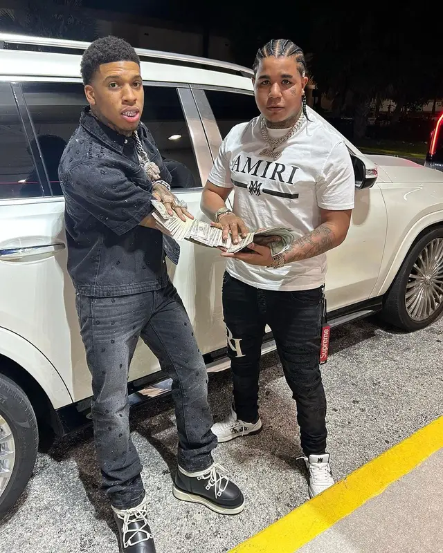 NLE Choppa outfit in Amiri, 2024