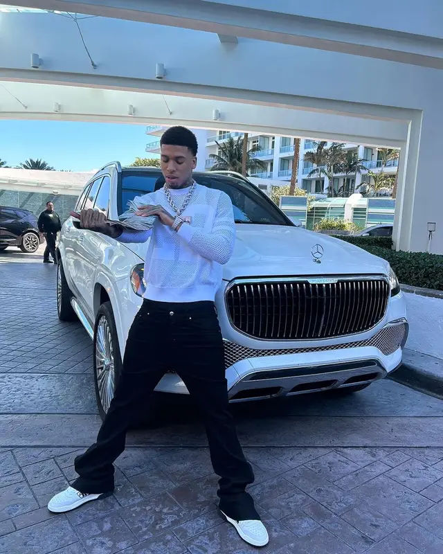 NLE Choppa outfit in Amiri, 2024