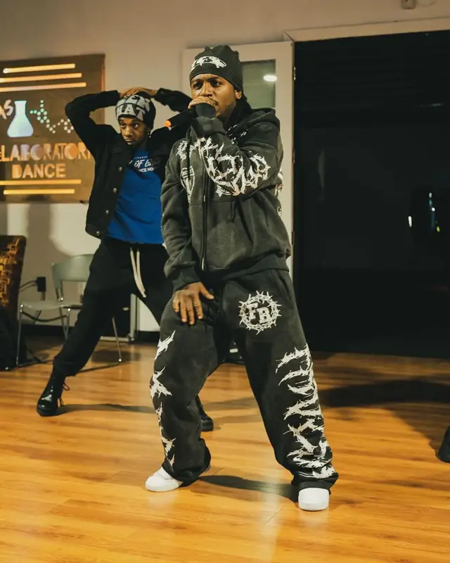 Jacquees outfit in Frozen Roses and Nike, 2024
