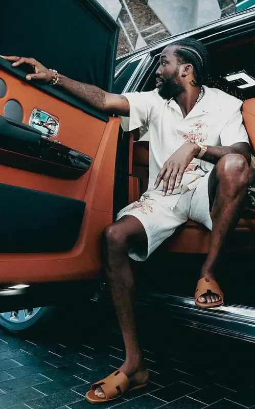 Meek Mill outfit in Prada, Audemars Piguet, and Hermes, 2024