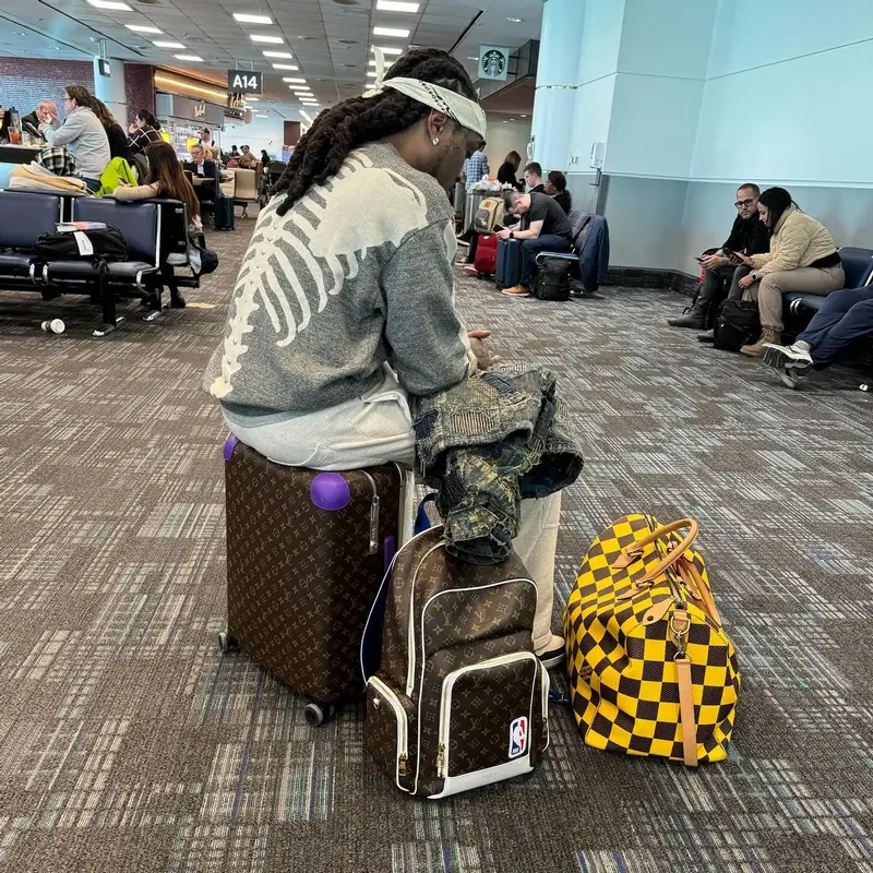 Quavo outfit in Kapital, Louis Vuitton, and NBA, 2024