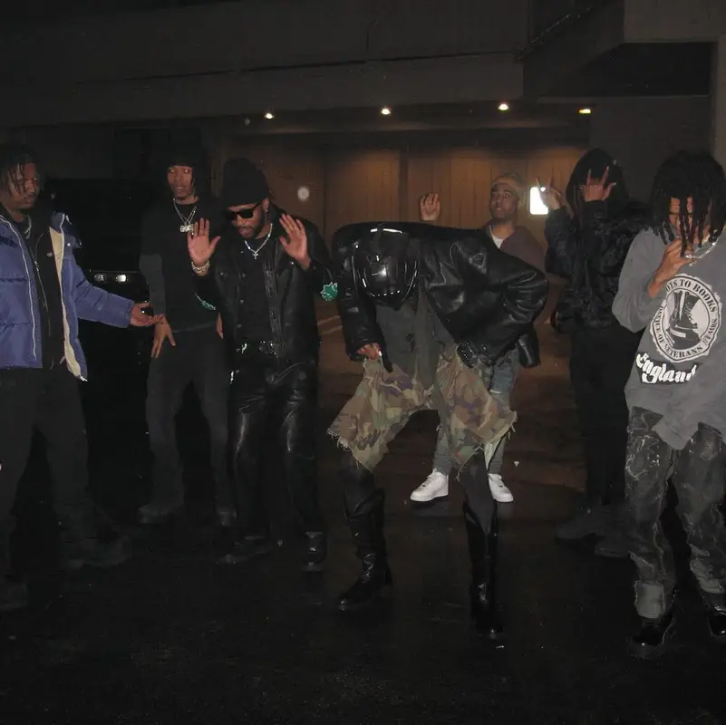 Playboi Carti outfit in Balenciaga, Maison Margiela, and No Name, 2024