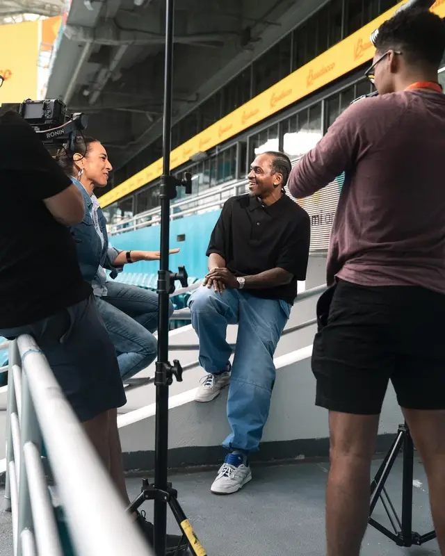 Pusha T outfit in Loewe and Adidas, 2024