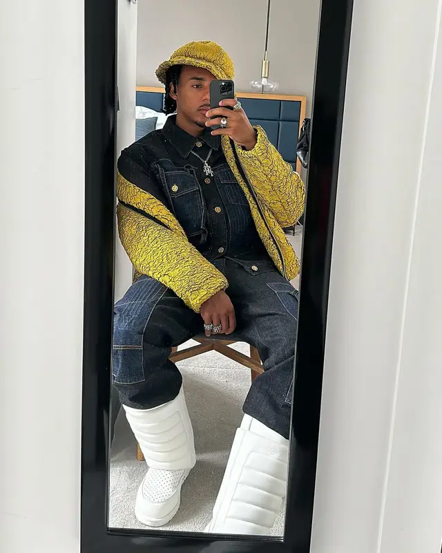 Jules Kounde outfit in Louis Vuitton, Ugg, and Kenzo, 2024
