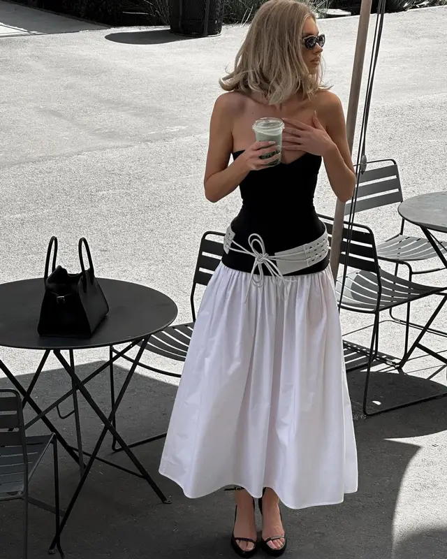 Elsa Hosk outfit in Alaïa, The Row, and Helsa Studio, 2024