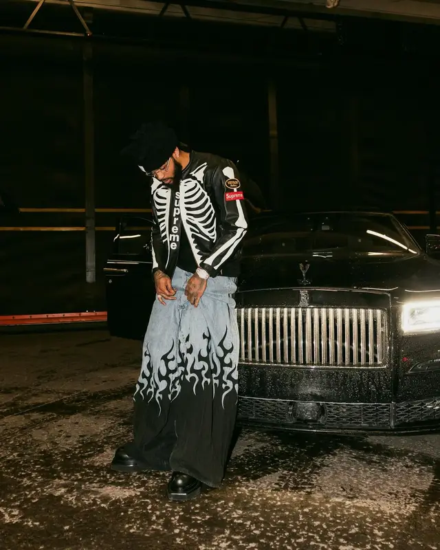 Gary Trent J.R outfit in Supreme, Loverboy by Charles Jeffrey, and Vanson Leathers, 2024