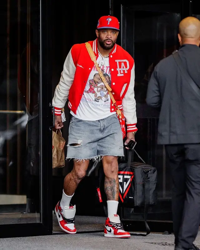 PJ Tucker outfit in Louis Vuitton, Jordan, and Philadelphia Phillies, 2024