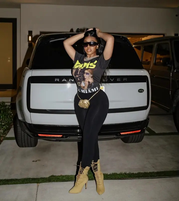 Yung Miami outfit in Yeezy and Chanel, 2024
