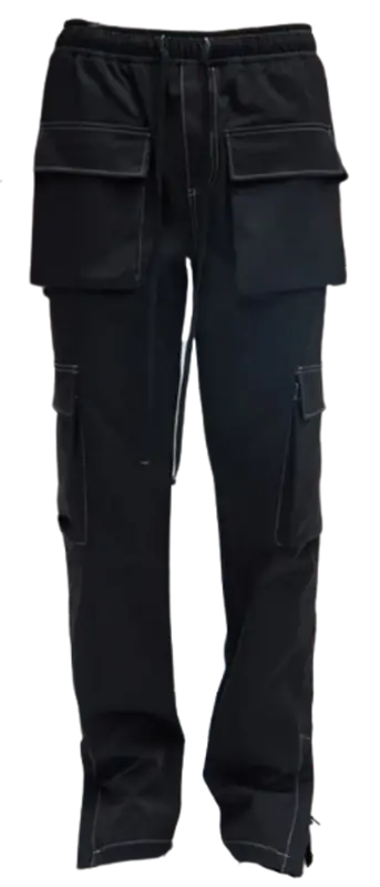 FashionNova Black Curtis Contrast Stitch Relaxed Cargo Pants $50