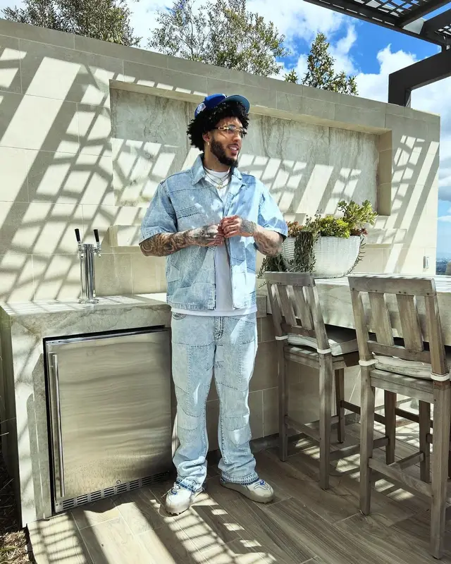 LiAngelo Ball outfit in FashionNova and New Era, 2024