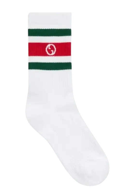 Gucci White Round Interlocking G Cotton Socks $235