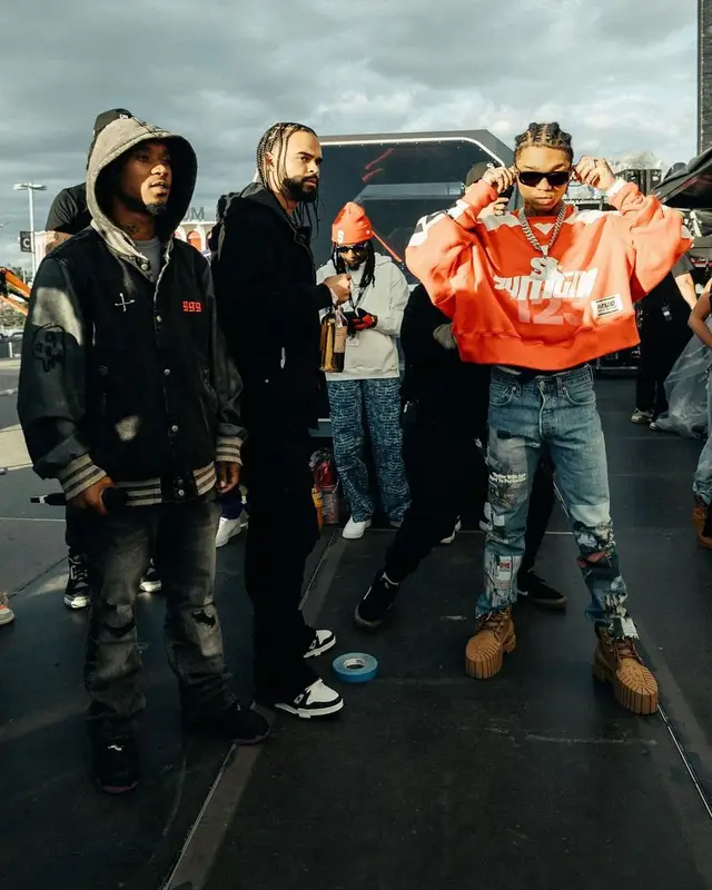 Slim Jxmmi outfit in Juice Wrld Merch, Ksubi, and MSCHF, 2024