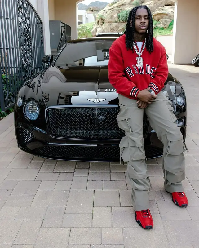 Polo G outfit in Rhude, The Attico, and Jordan, 2024