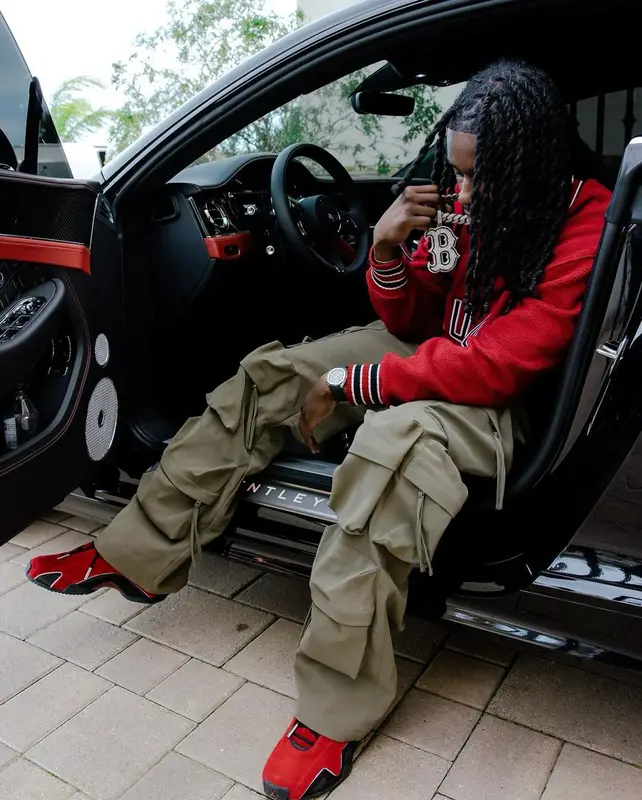 Polo G outfit in Rhude, The Attico, and Jordan, 2024