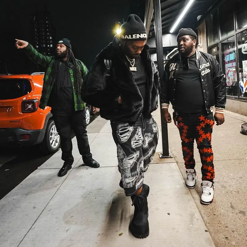 Peezy outfit in Who Decides War, Bottega Veneta, and Balenciaga, 2024