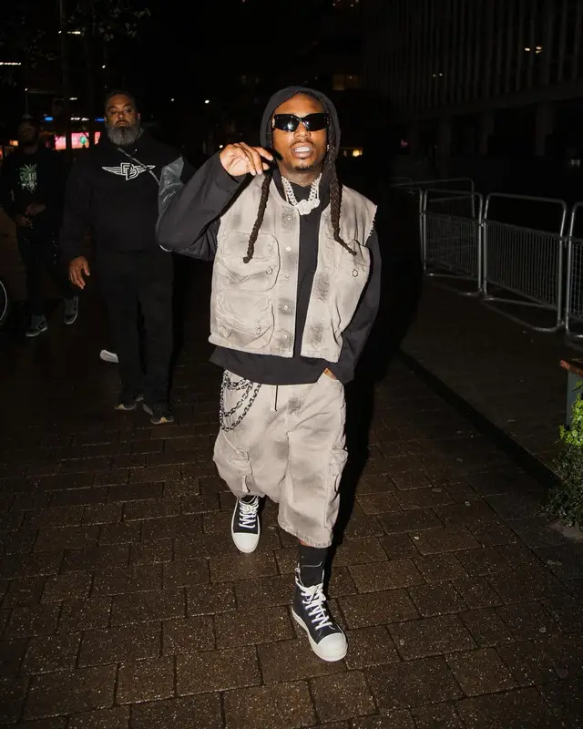 Jacquees outfit in Zara and Rick Owens, 2024