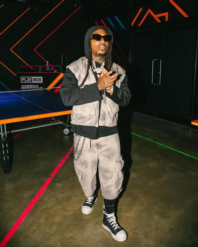 Jacquees outfit in Zara and Rick Owens, 2024