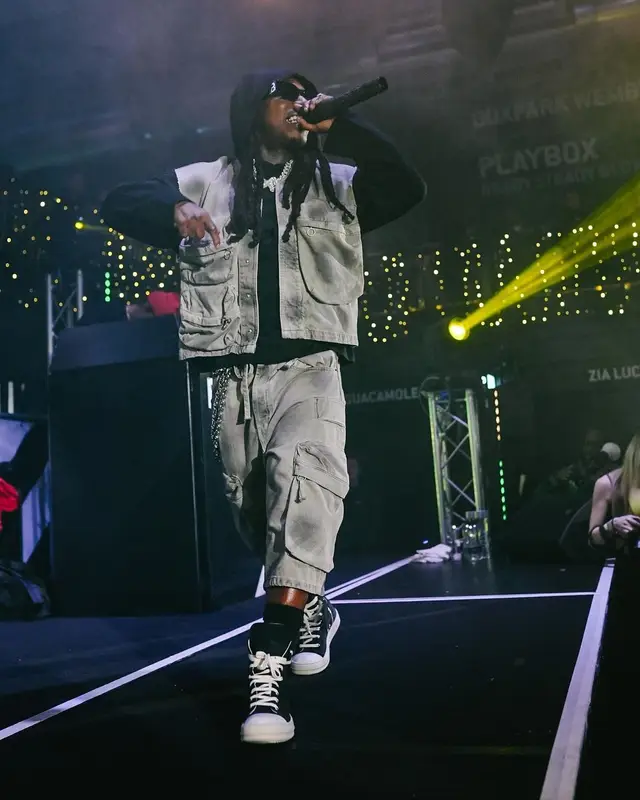 Jacquees outfit in Zara and Rick Owens, 2024