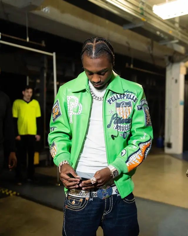 Lil Tjay outfit in True Religion, Timberland, and B.B. Simon, 2024