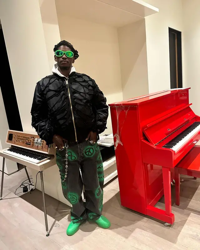 ASAP Nast outfit in Dries Van Noten, Bottega Veneta, and Stussy, 2024