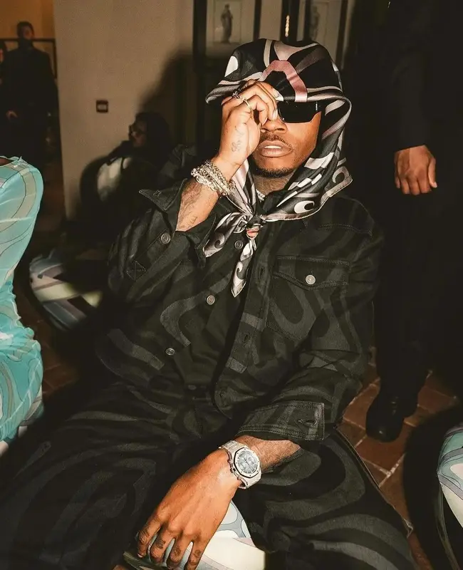 Gunna outfit in Emilio Pucci, Balenciaga, and Saint Laurent, 2024