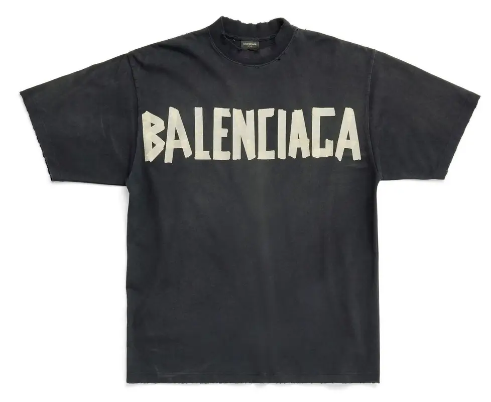 Balenciaga Tape Type Medium Fit in Black Vintage Jersey T-Shirt $950