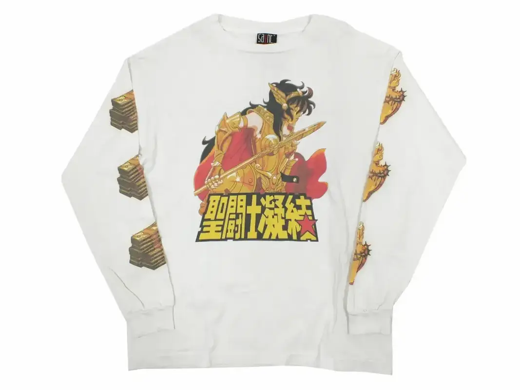 Saint Michael Printed Long Sleeve White T-Shirt $310