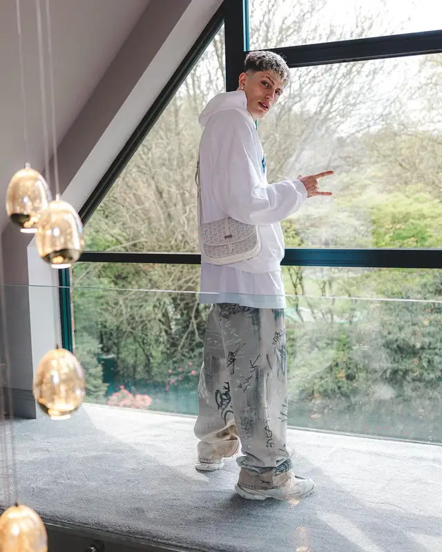 Alejandro Garnacho outfit in Balenciaga and Goyard, 2024