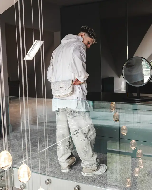 Alejandro Garnacho outfit in Balenciaga and Goyard, 2024