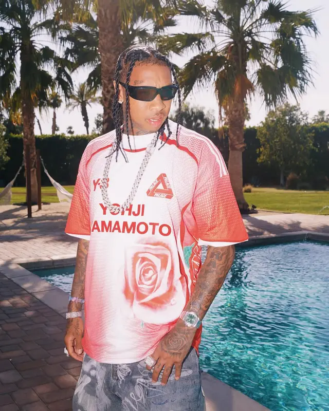 Tyga outfit in Supreme, Y-3, and Nike, 2024
