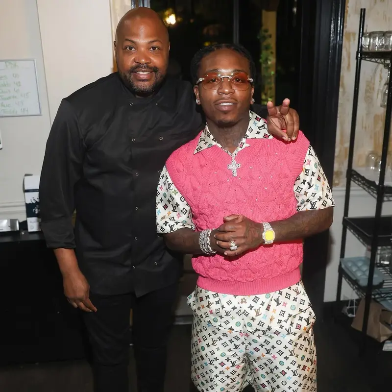 Jacquees outfit in Tyler The Creator Merch and Louis Vuitton, 2024