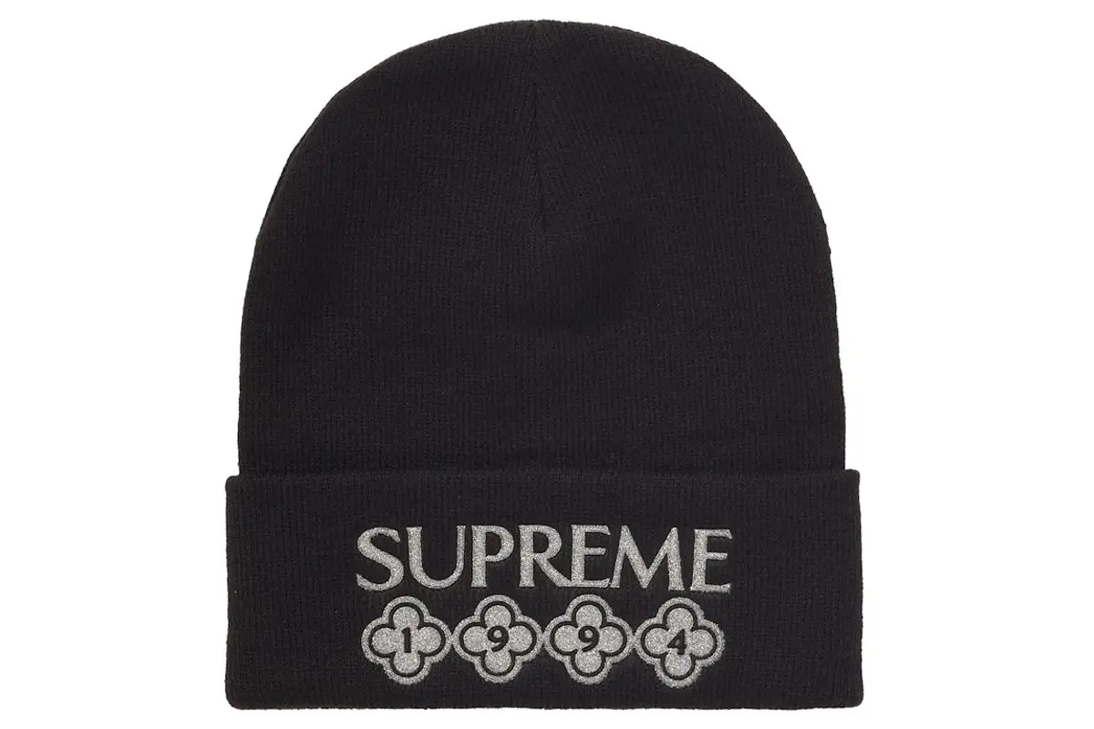 Supreme Glitter Beanie Black $70