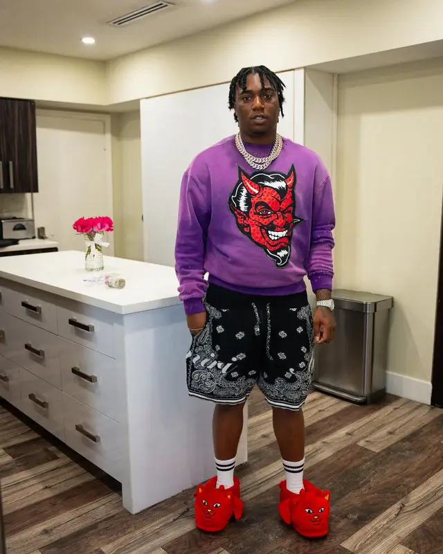 Fredo Bang outfit in Amiri and Ripndip, 2024