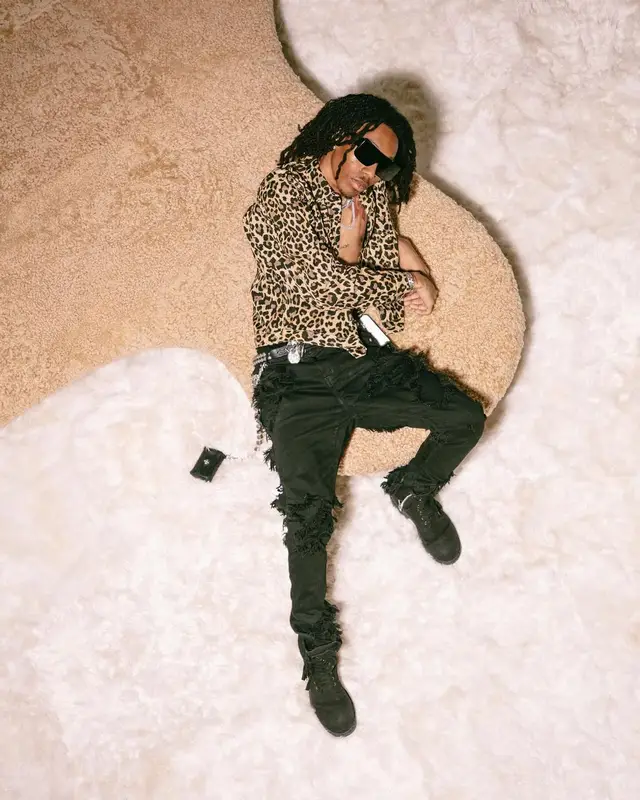 Lil Tecca outfit in Chrome Hearts, Rick Owens, and Rolling Stones Merch, 2024