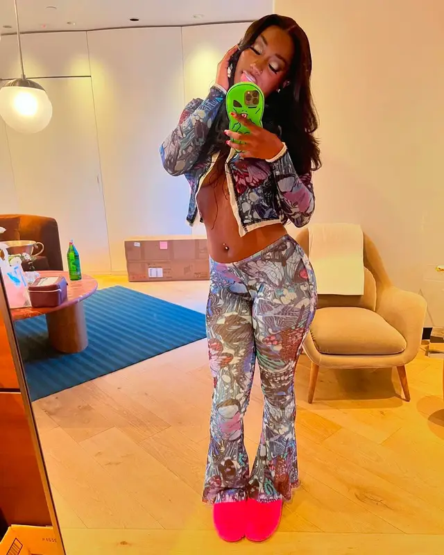 Flo Milli outfit in Jean Paul Gaultier and Ripndip, 2024