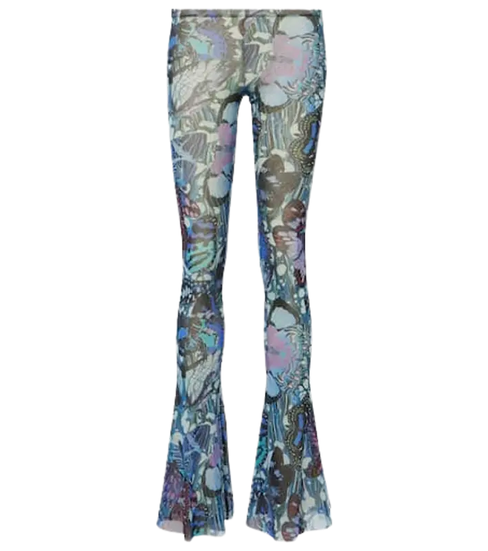 Jean Paul Gaultier Papillon Jersey Flared Pants In Blue $359