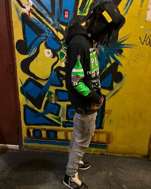 YNW BSlime outfit in Cough Syrup, Dior, and Louis Vuitton, 2024