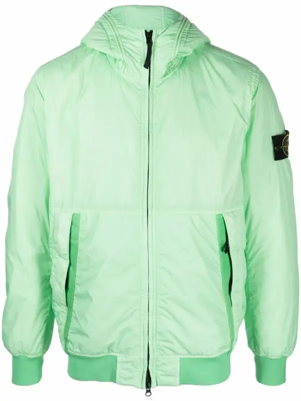 Stone Island Logo-patch Hooded Jacket In Green $1028