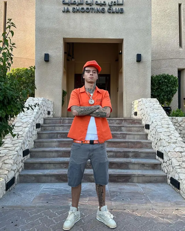 Central Cee outfit in Jordan, Bape, and Sicko, 2024